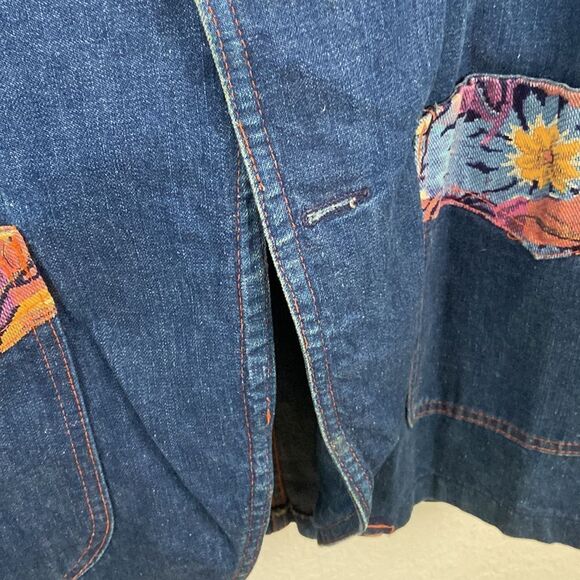 Vintage Denim Jacket by Land Lubber with Floral Accents - Picture 6 of 8